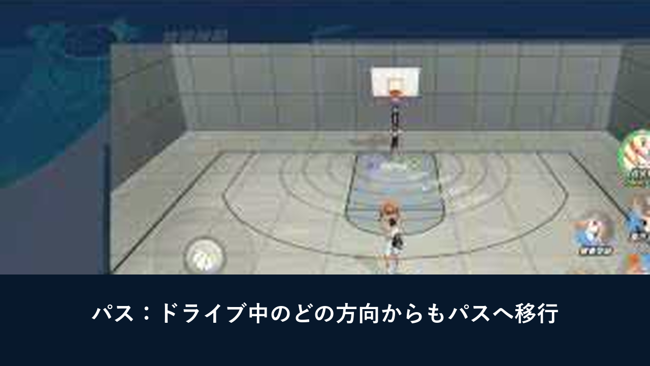 NBAダンクシティのラメロ・ボールがドライブ中にパスするゲーム画面