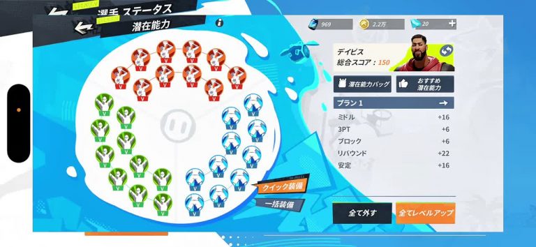 デイビスの潜在能力の加算一覧